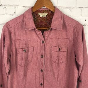 Royal Robbins Pink Flower Button Up Women's Sz Medium